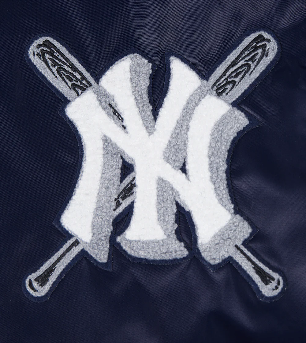 MLB NEW YORK YANKEES MASHUP WOMEN'S RIB SATIN JACKET (MIDNIGHT NAVY) - Image 6