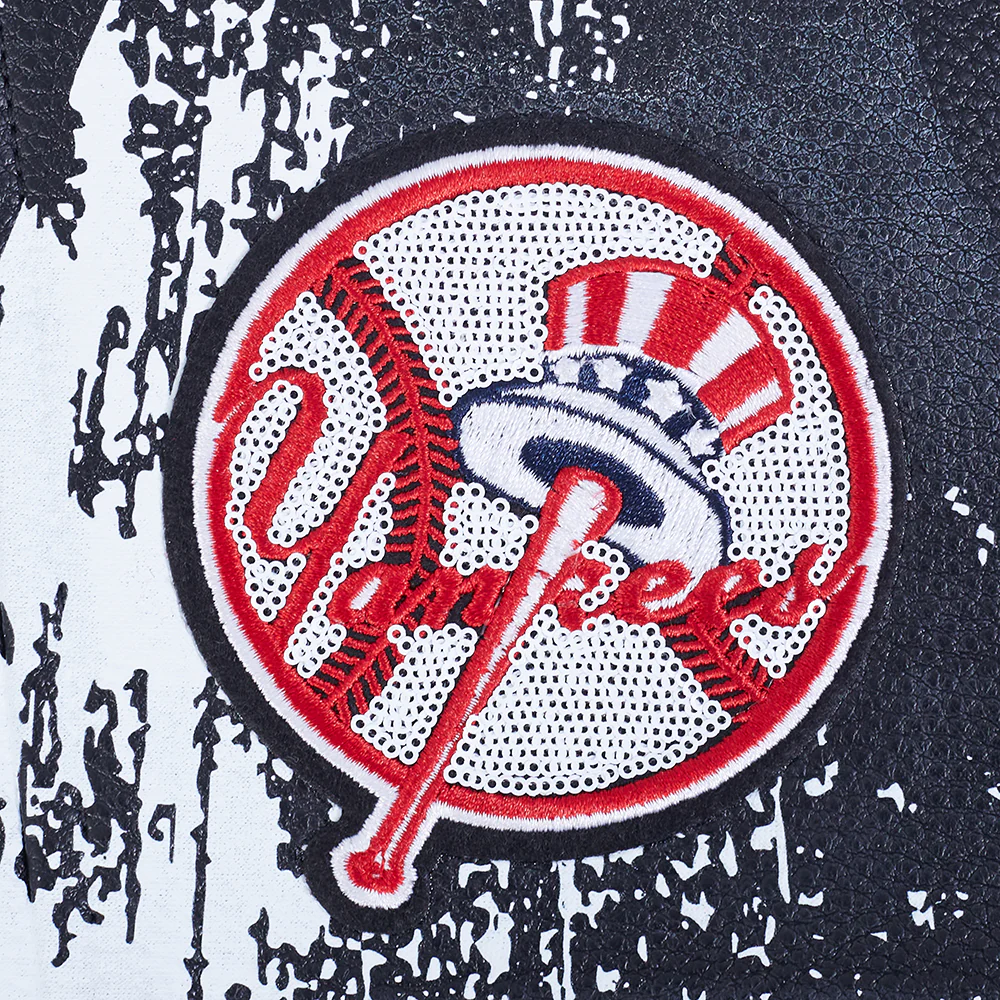 MLB NEW YORK YANKEES SKETCHBOOK WOMEN'S LEATHER JACKET (BLACK) - Image 5