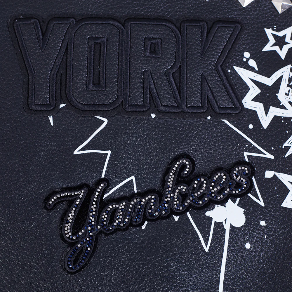 MLB NEW YORK YANKEES SKETCHBOOK WOMEN'S LEATHER JACKET (BLACK) - Image 6