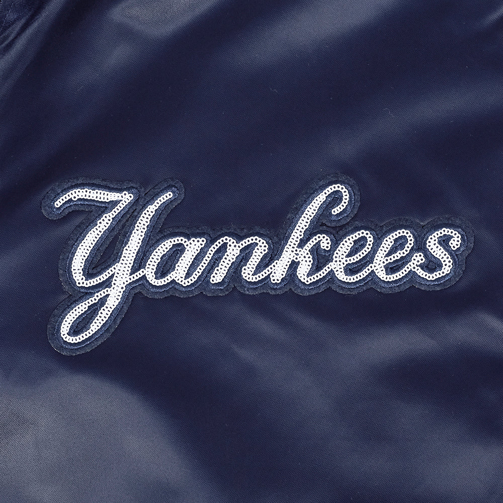 MLB NEW YORK YANKEES GAME DAY CLASSICS WOMEN'S SATIN JACKET (MIDNIGHT NAVY) - Image 11