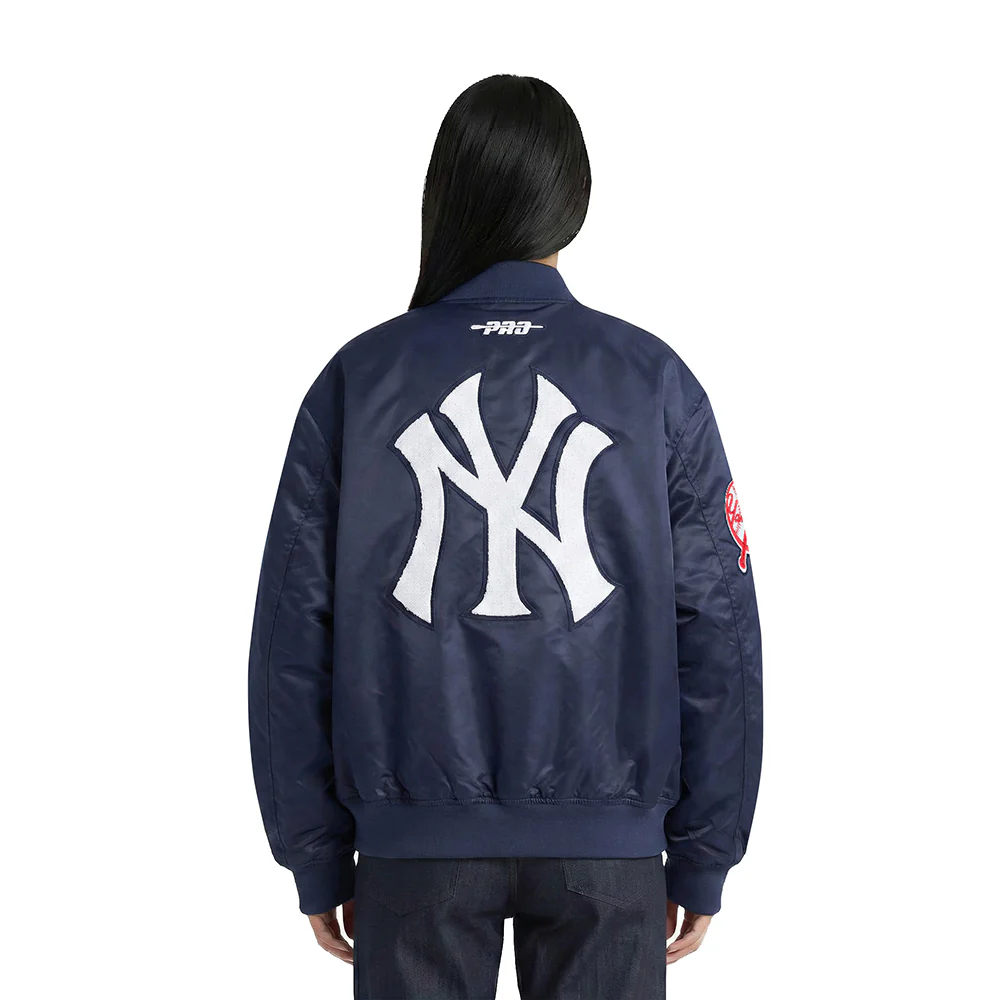 MLB NEW YORK YANKEES GAME DAY CLASSICS WOMEN'S SATIN JACKET (MIDNIGHT NAVY) - Image 2