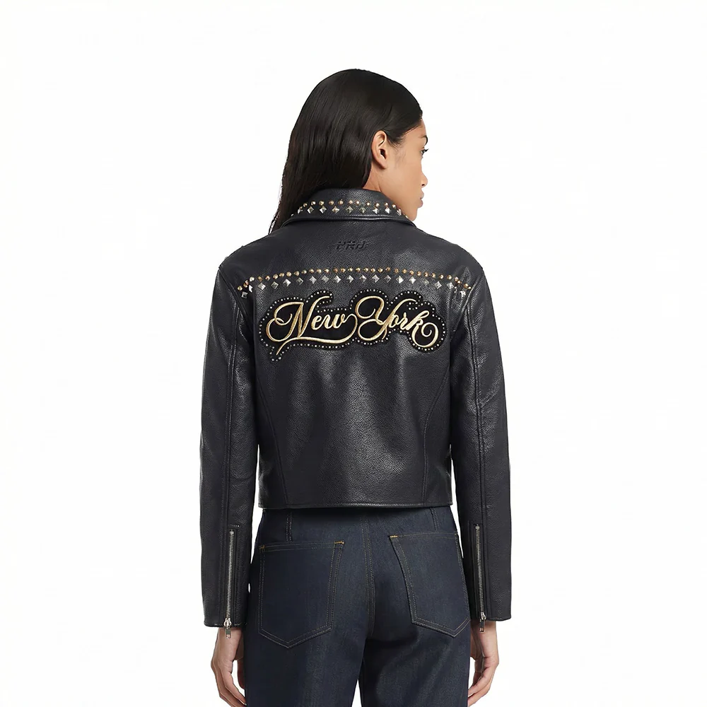 MLB NEW YORK YANKEES RENEGADE WOMEN'S LEATHER JACKET (BLACK) - Image 2