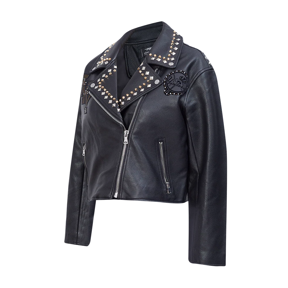 MLB NEW YORK YANKEES RENEGADE WOMEN'S LEATHER JACKET (BLACK) - Image 3