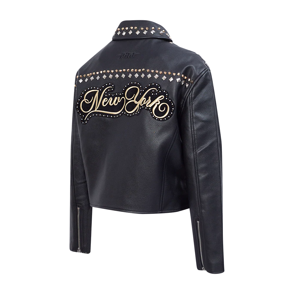 MLB NEW YORK YANKEES RENEGADE WOMEN'S LEATHER JACKET (BLACK) - Image 4