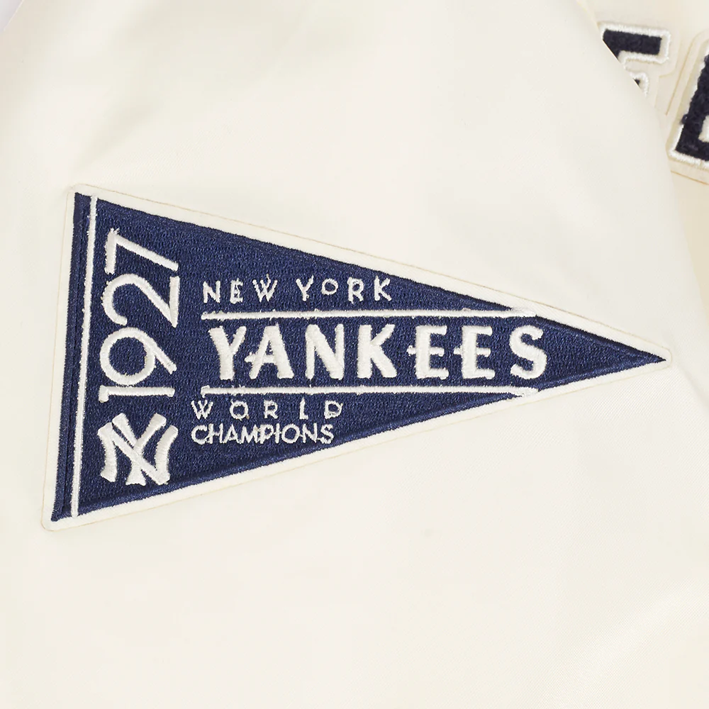 MLB NEW YORK YANKEES RETRO CLASSIC WOMEN'S RIB SATIN JACKET (EGGSHELL/ MIDNIGHT NAVY) - Image 10
