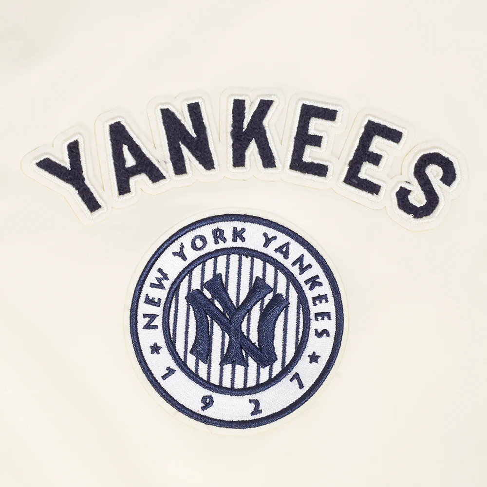 MLB NEW YORK YANKEES RETRO CLASSIC WOMEN'S RIB SATIN JACKET (EGGSHELL/ MIDNIGHT NAVY) - Image 8