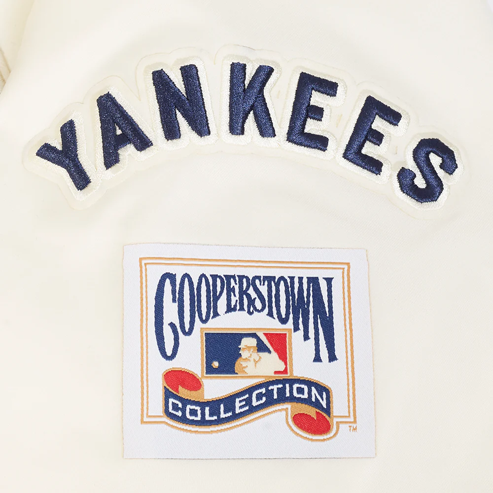 MLB NEW YORK YANKEES RETRO CLASSIC WOMEN'S RIB SATIN JACKET (EGGSHELL/ MIDNIGHT NAVY) - Image 9