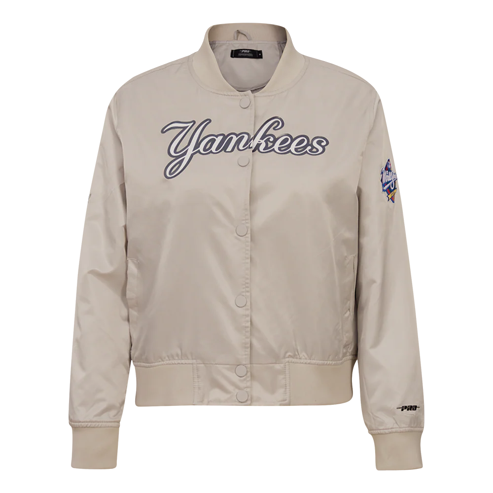 MLB NEW YORK YANKEES CLASSIC WOMEN'S SATIN JACKET (SILVER)