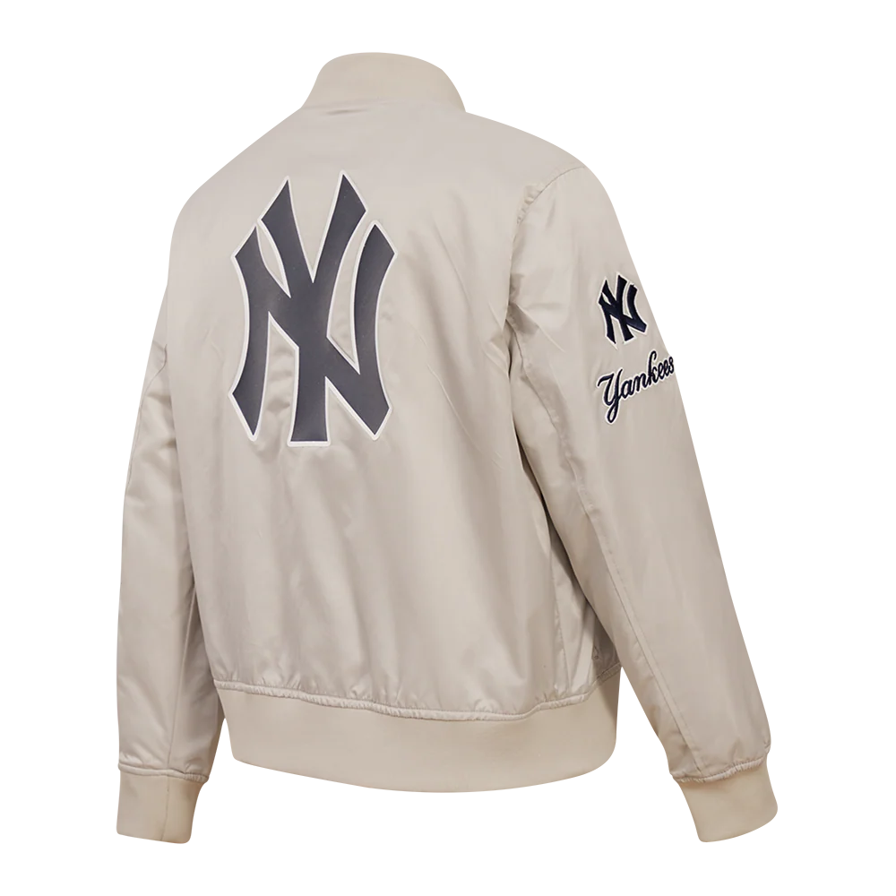 MLB NEW YORK YANKEES CLASSIC WOMEN'S SATIN JACKET (SILVER) - Image 3