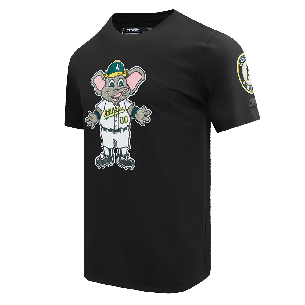 MLB OAKLAND ATHLETICS MASCOT MEN'S SINGLE JERSEY TOP (BLACK) - Image 2