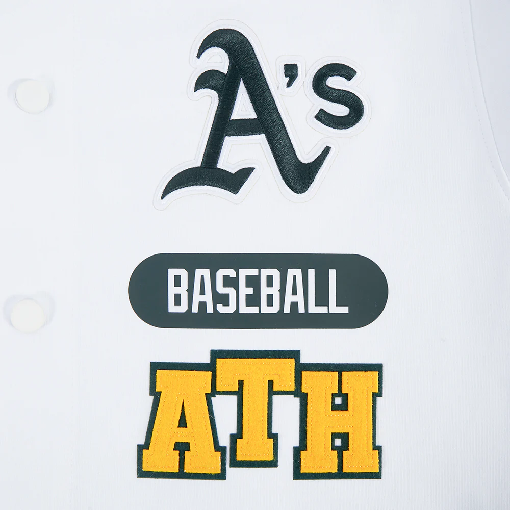 MLB ATHLETICS LETTERMAN MEN'S BUTTON DOWN (WHITE/BLACK) - Image 5