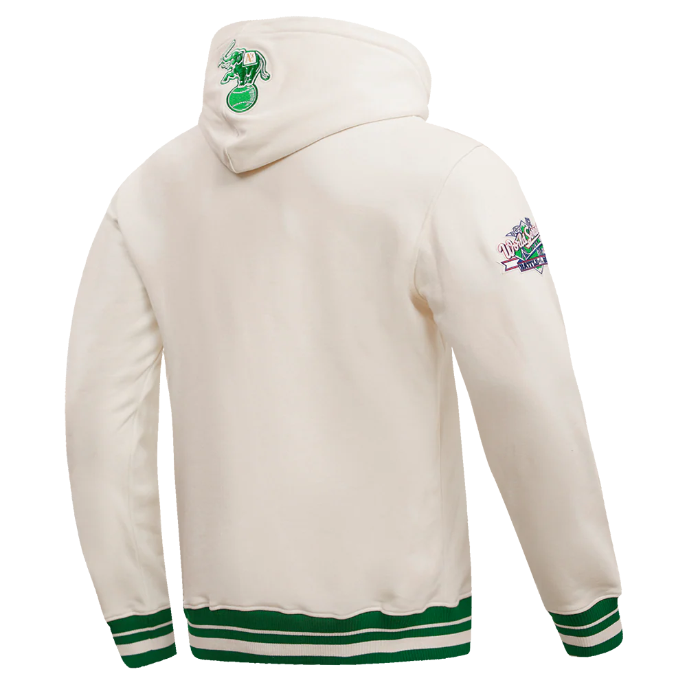 MLB OAKLAND ATHLETICS RETRO CLASSIC MEN'S PULLOVER HOODIE (EGGSHELL/ KELLY GREEN) - Image 3
