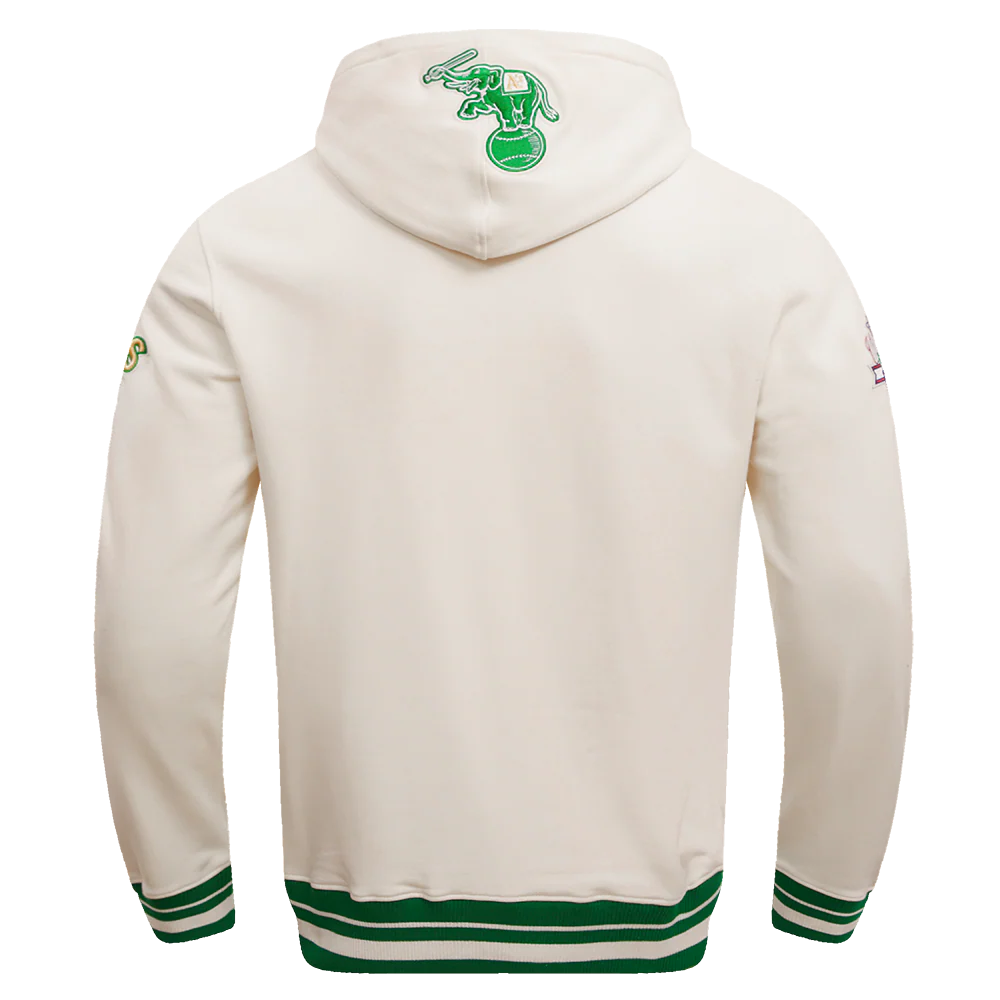 MLB OAKLAND ATHLETICS RETRO CLASSIC MEN'S PULLOVER HOODIE (EGGSHELL/ KELLY GREEN) - Image 4