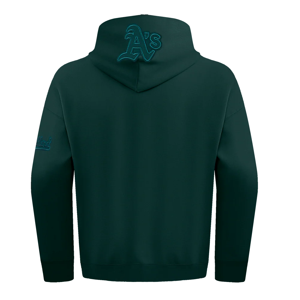 MLB OAKLAND ATHLETICS NEUTRAL MEN'S DROP SHOULDER FLEECE PULLOVER HOODIE (FOREST GREEN) - Image 3