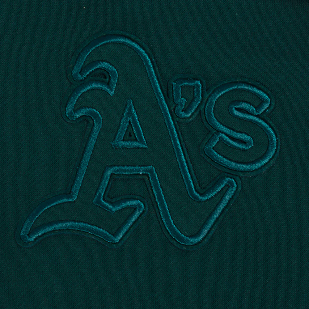MLB OAKLAND ATHLETICS NEUTRAL MEN'S DROP SHOULDER FLEECE PULLOVER HOODIE (FOREST GREEN) - Image 5