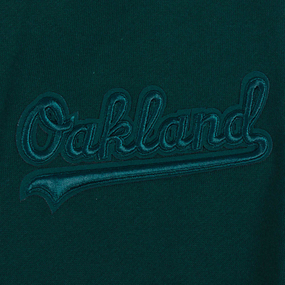 MLB OAKLAND ATHLETICS NEUTRAL MEN'S DROP SHOULDER FLEECE PULLOVER HOODIE (FOREST GREEN) - Image 7
