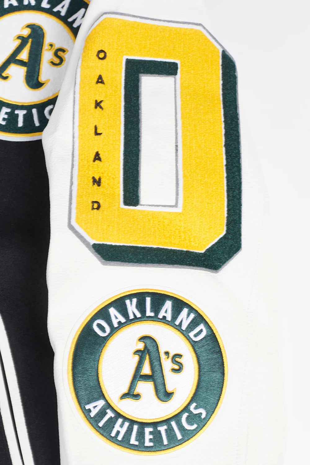 MLB OAKLAND ATHLETICS MASHUP MEN'S RIB WOOL VARSITY JACKET (BLACK/WHITE) - Image 8