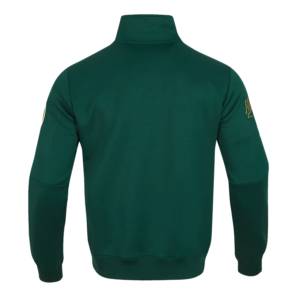 MLB OAKLAND ATHLETICS CLASSIC MEN'S DOUBLE KNIT TRACK JACKET (FOREST GREEN) - Image 3