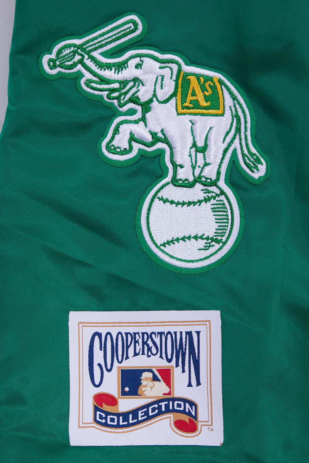 MLB OAKLAND ATHLETICS RETRO CLASSIC MEN'S RIB SATIN JACKET (KELLY GREEN) - Image 7