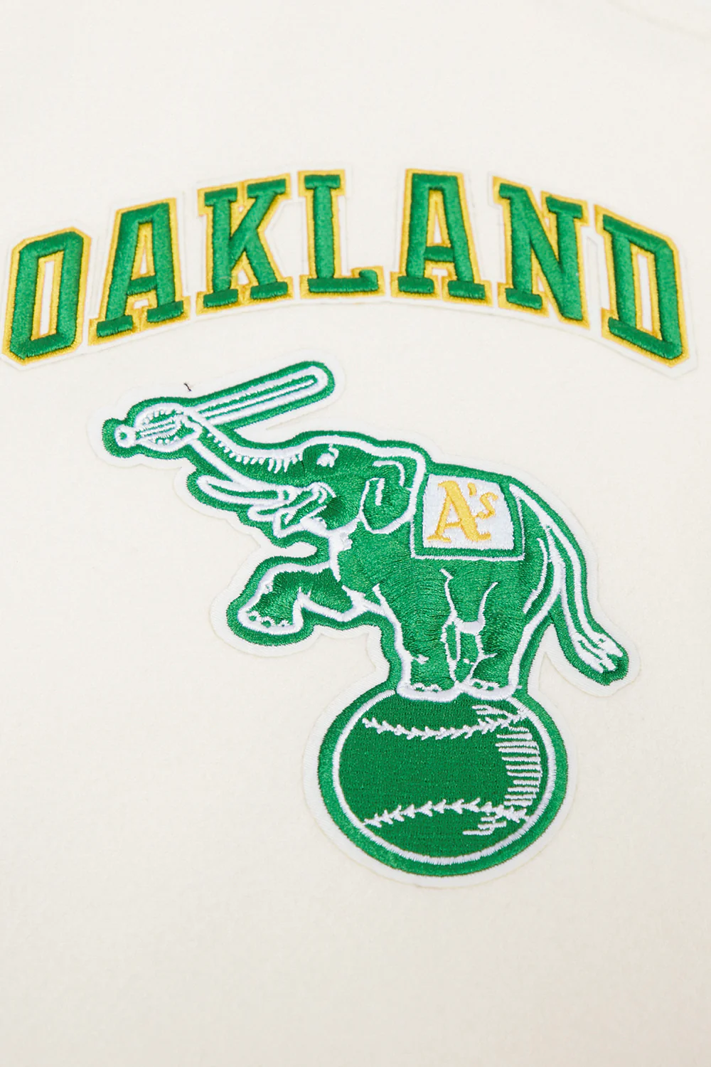 MLB ATHLETICS RETRO CLASSICS MEN'S VARSITY JACKET (EGGSHELL/KELLY GREEN) - Image 10