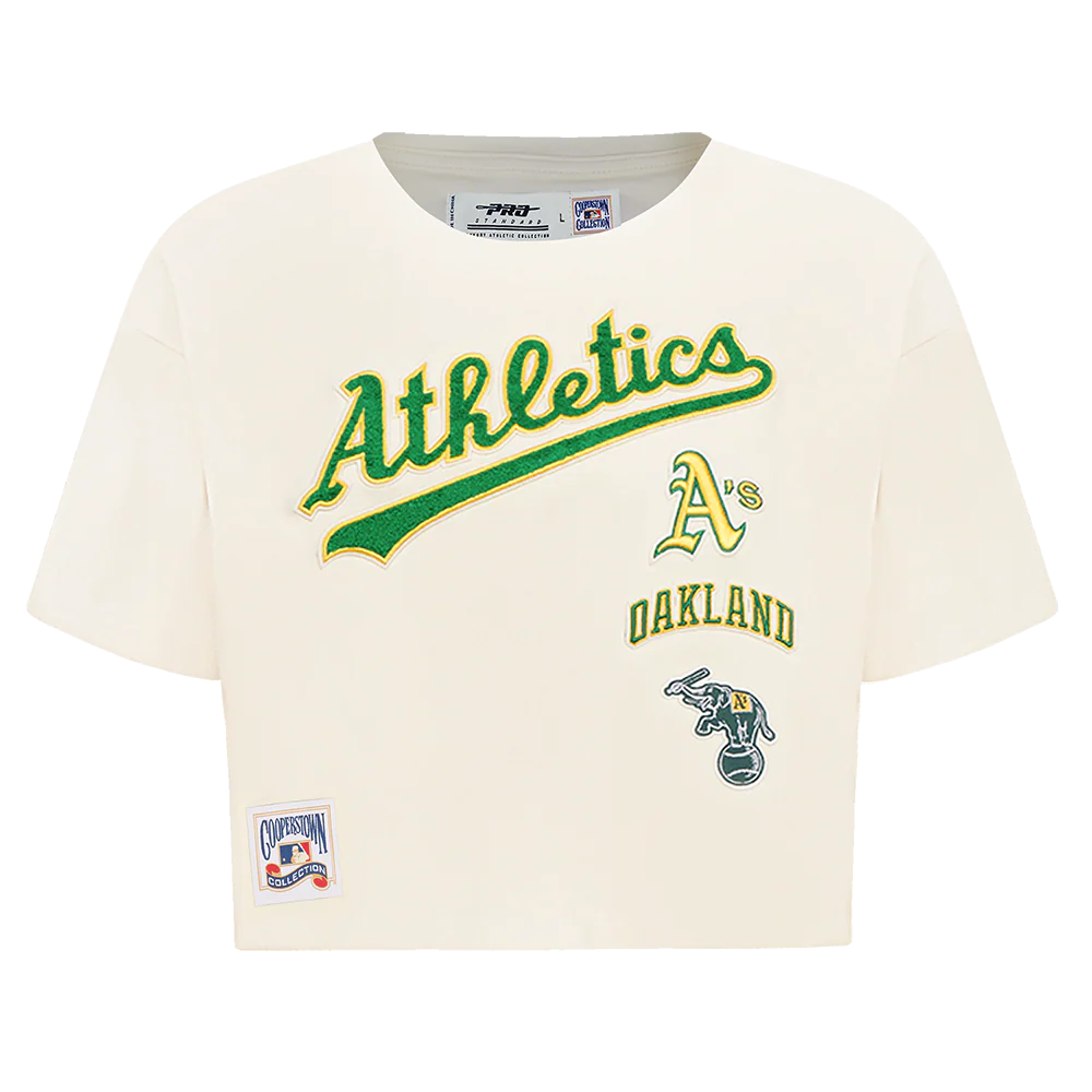 MLB OAKLAND ATHLETICS RETRO CLASSIC WOMEN'S BOXY TOP (EGGSHELL)