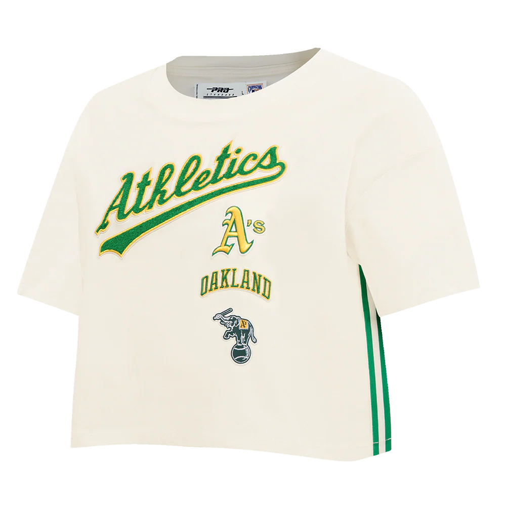 MLB OAKLAND ATHLETICS RETRO CLASSIC WOMEN'S BOXY TOP (EGGSHELL) - Image 2