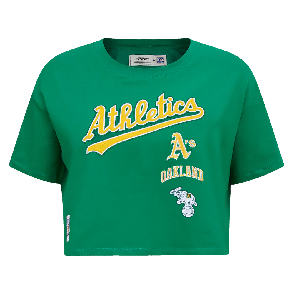 MLB OAKLAND ATHLETICS RETRO CLASSIC WOMEN'S BOXY TOP (KELLY GREEN)
