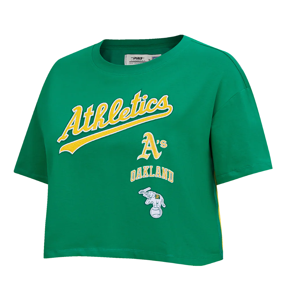 MLB OAKLAND ATHLETICS RETRO CLASSIC WOMEN'S BOXY TOP (KELLY GREEN) - Image 2
