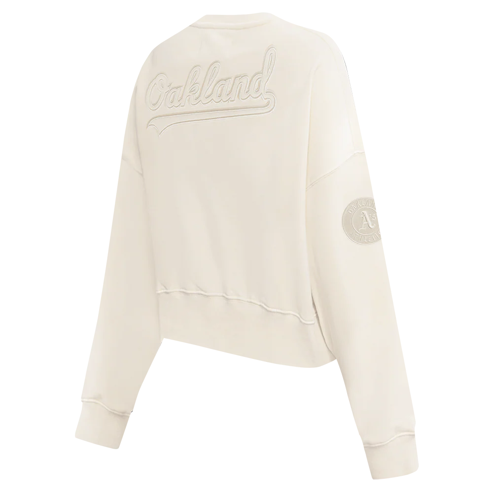 MLB OAKLAND ATHLETICS NEUTRAL FLEECE CREWNECK (EGGSHELL) - Image 4