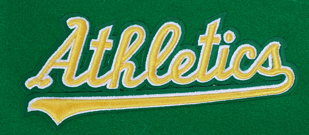 MLB OAKLAND ATHLETICS RETRO CLASSIC WOMEN'S RIB WOOL VARSITY JACKET (KELLY GREEN/ WHITE) - Image 7