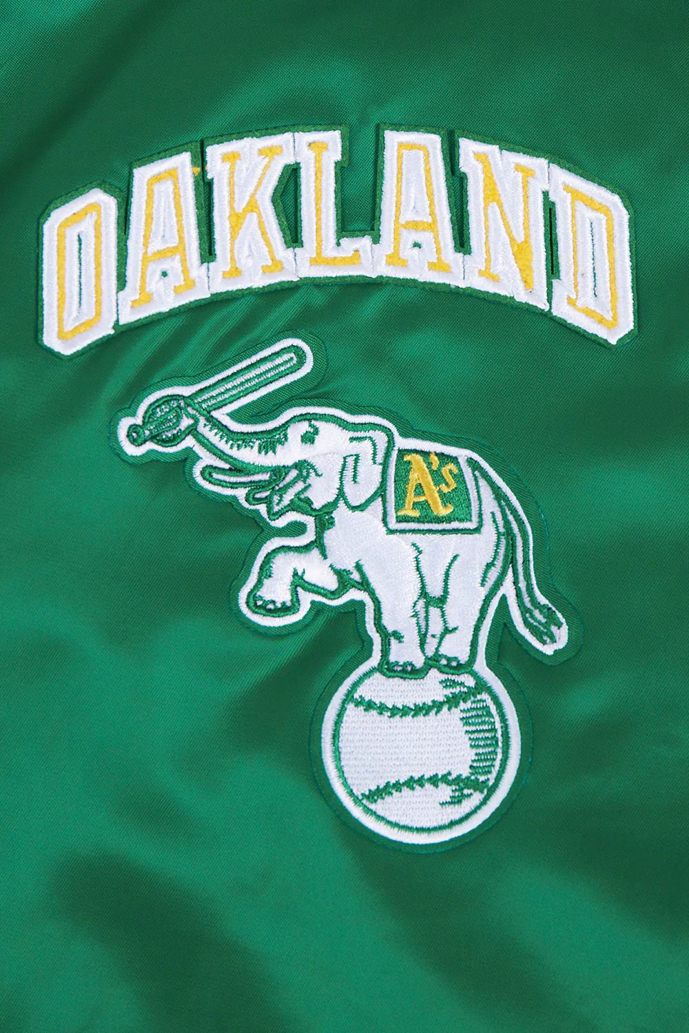 MLB OAKLAND ATHLETICS RETRO CLASSIC WOMEN'S RIB SATIN JACKET (KELLY GREEN) - Image 5