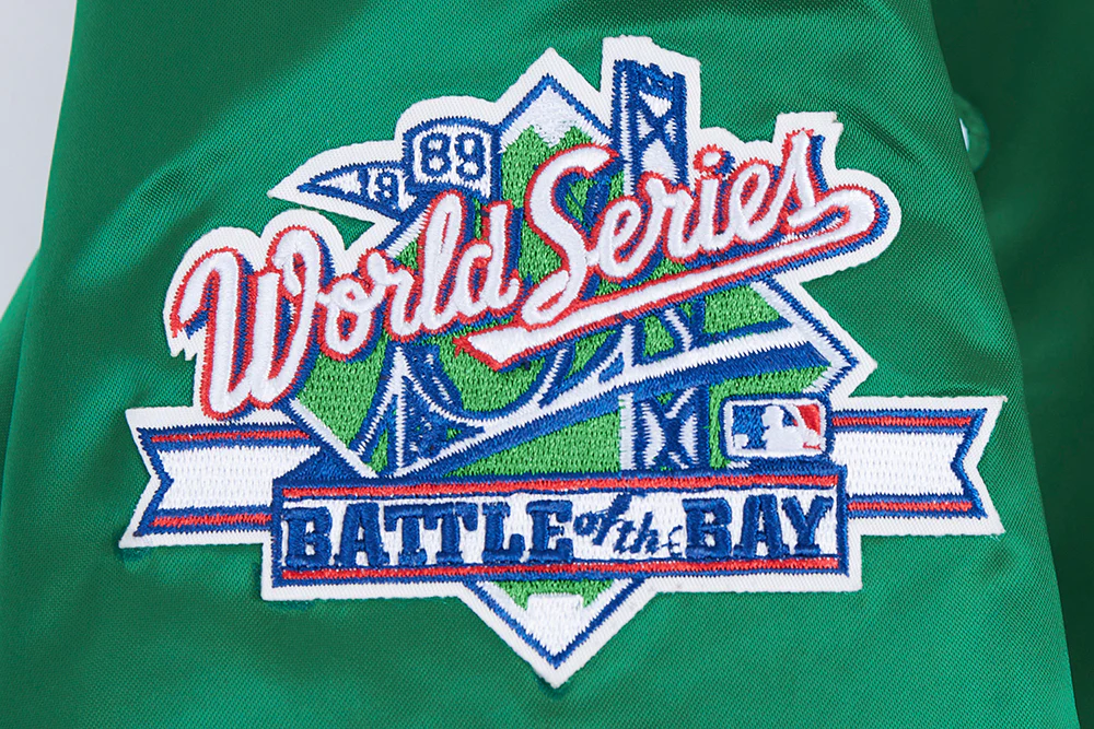 MLB OAKLAND ATHLETICS RETRO CLASSIC WOMEN'S RIB SATIN JACKET (KELLY GREEN) - Image 7