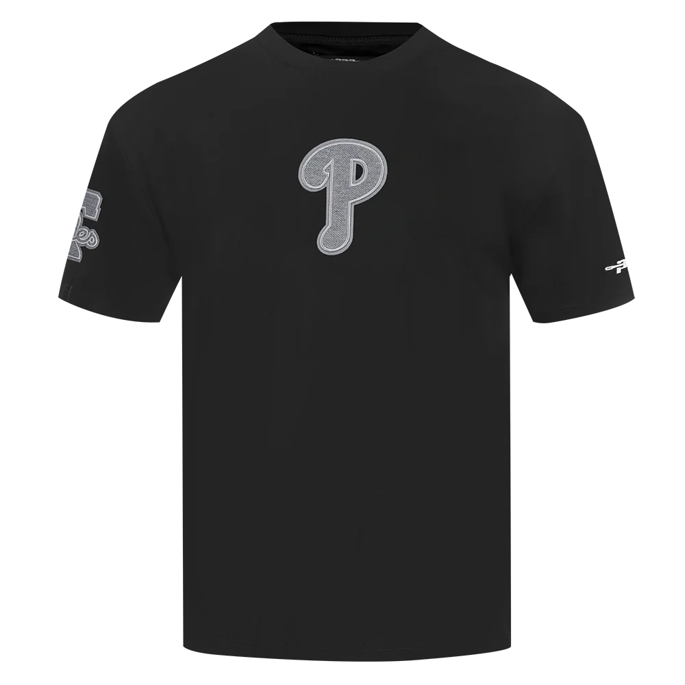 MLB PHILADELPHIA PHILLIES REVERSE FRENCH TERRY MEN'S COTTON JERSEY DROP SHOULDER TOP (BLACK) - Image 3