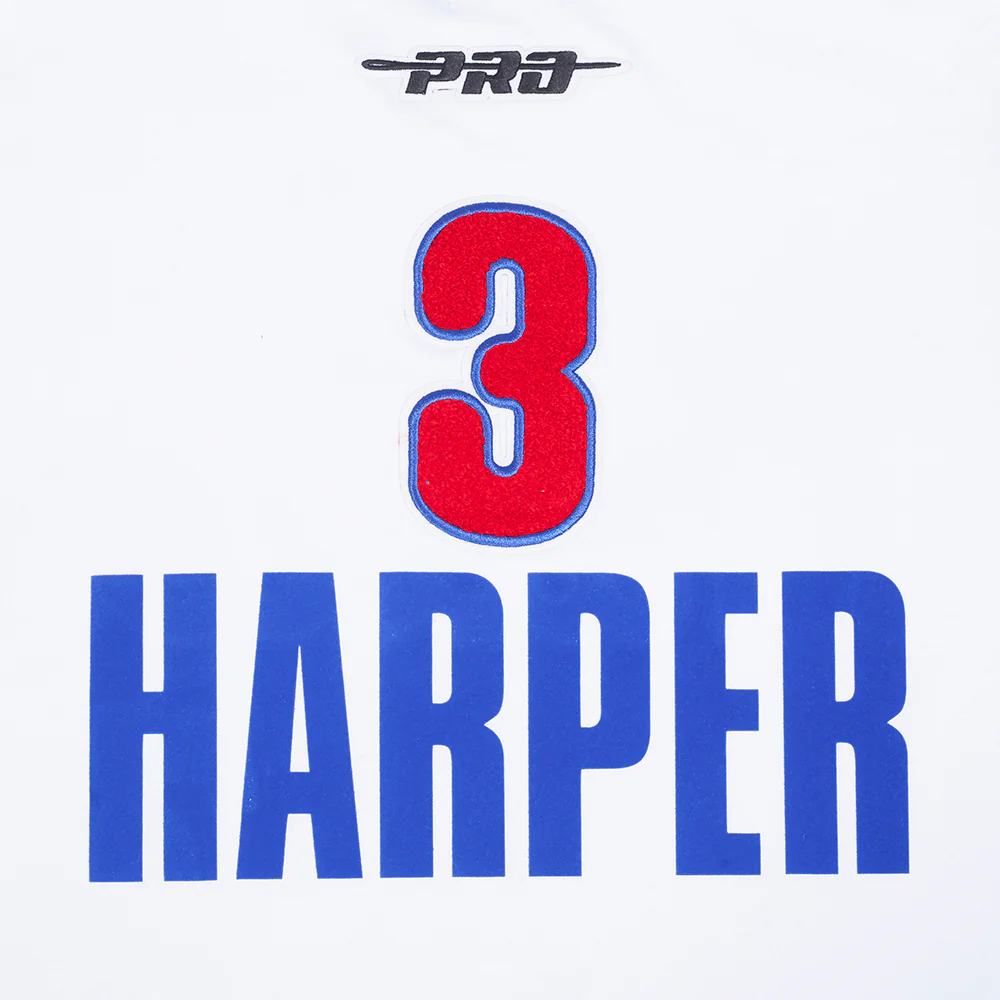 MLB PHILADELPHIA PHILLIES BRYCE HARPER #3 CLASSIC MEN'S SJ STRIPED TEE (WHITE/RED) - Image 8
