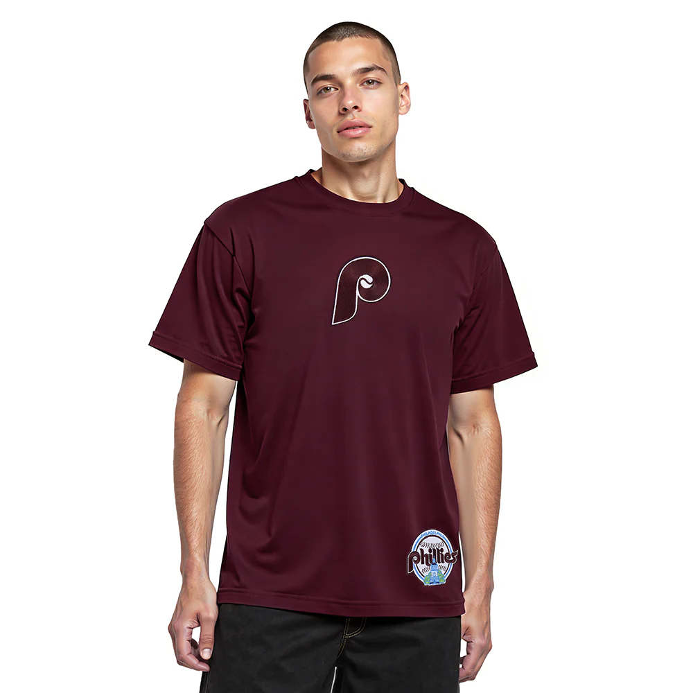 MLB PHILADELPHIA PHILLIES WINGSPAN MEN'S CJ DROP SHOULDER TEE (WINE) - Image 2