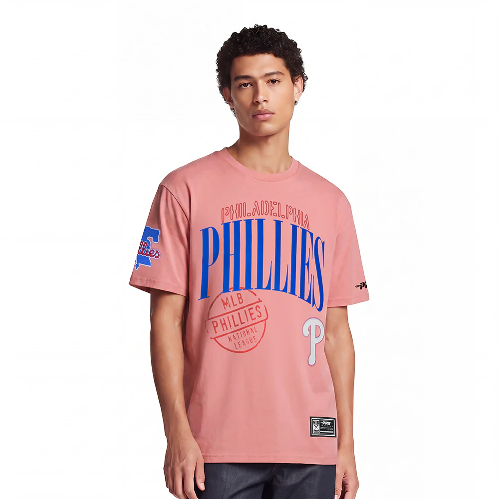 MLB PHILADELPHIA PHILLIES  STAMPED MEN'S S/S TOP (DUSTY PINK)
