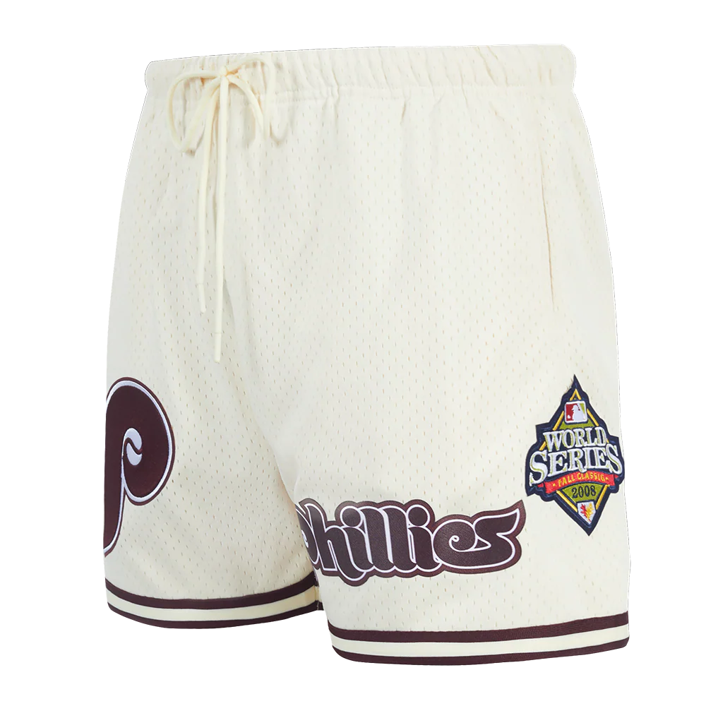 MLB PHILADELPHIA PHILLIES RETRO LOGO MEN'S MESH SHORT (EGGSHELL/WINE)