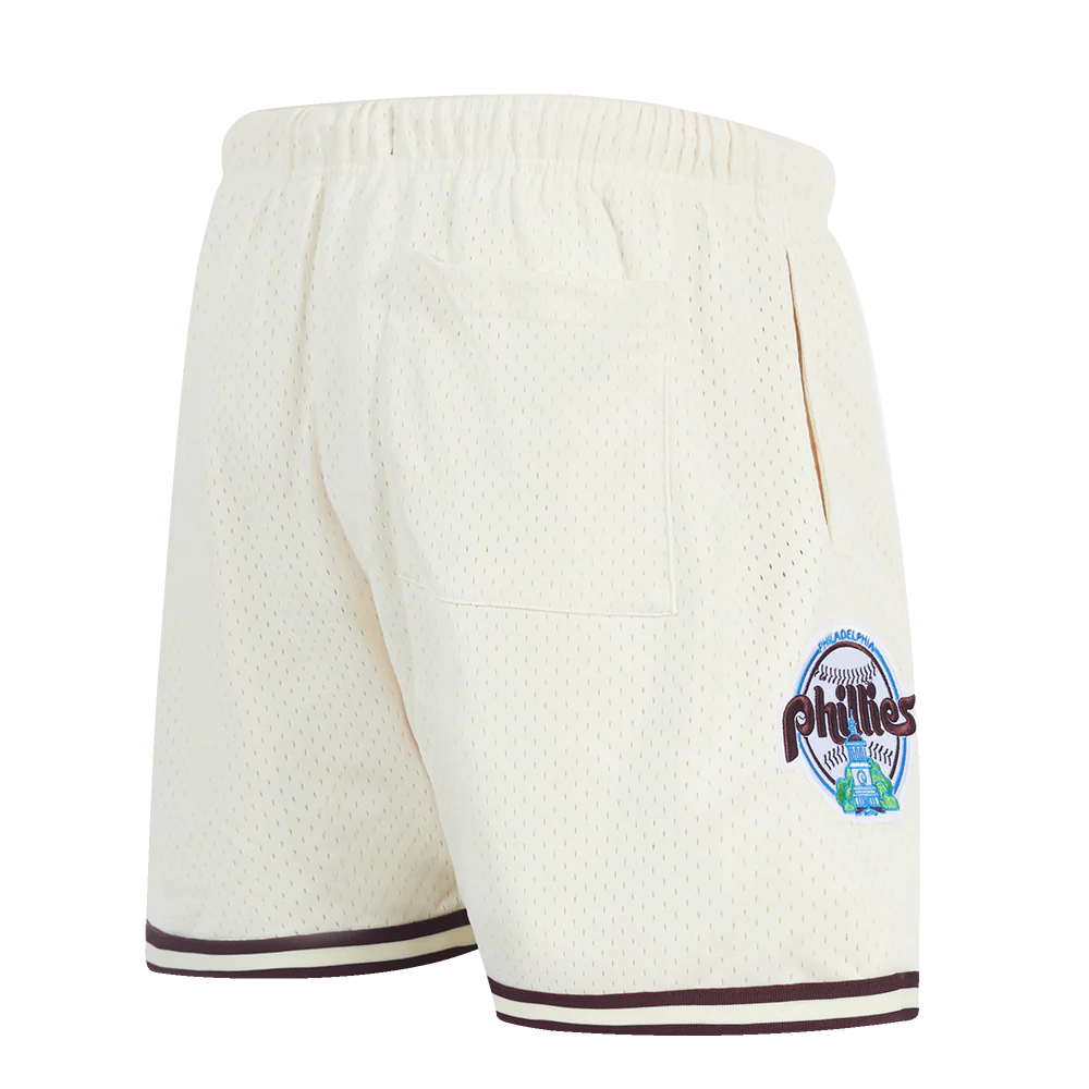 MLB PHILADELPHIA PHILLIES RETRO LOGO MEN'S MESH SHORT (EGGSHELL/WINE) - Image 4