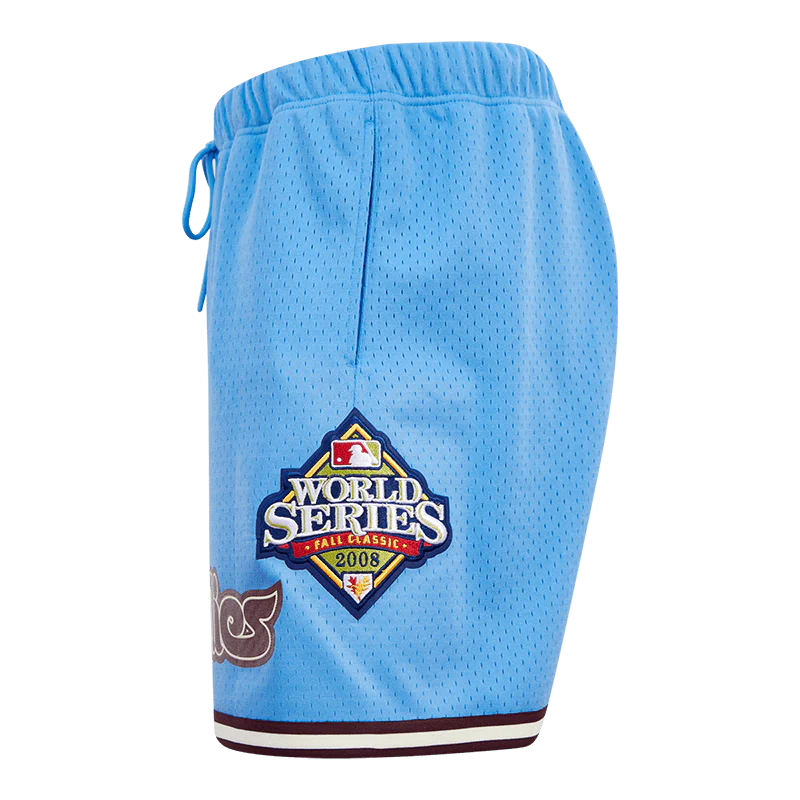 MLB PHILADELPHIA PHILLIES RETRO LOGO MEN'S MESH SHORT (UNIVERSITY BLUE/ WINE) - Image 3
