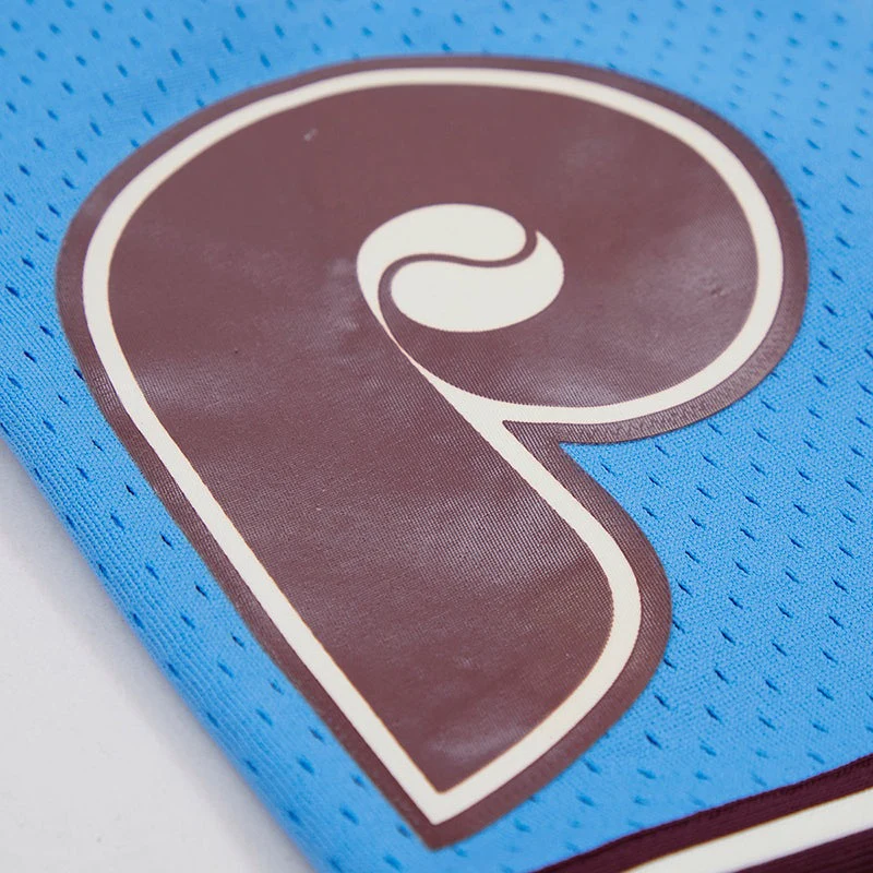 MLB PHILADELPHIA PHILLIES RETRO LOGO MEN'S MESH SHORT (UNIVERSITY BLUE/ WINE) - Image 7