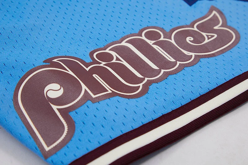 MLB PHILADELPHIA PHILLIES RETRO LOGO MEN'S MESH SHORT (UNIVERSITY BLUE/ WINE) - Image 8