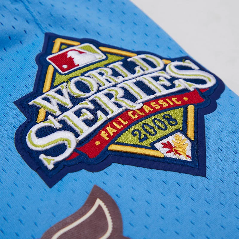 MLB PHILADELPHIA PHILLIES RETRO LOGO MEN'S MESH SHORT (UNIVERSITY BLUE/ WINE) - Image 9