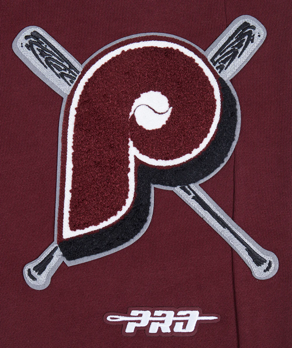 MLB PHILADELPHIA PHILLIES RETRO MASHUP MEN'S RIB SWEATPANT (WINE) - Image 5