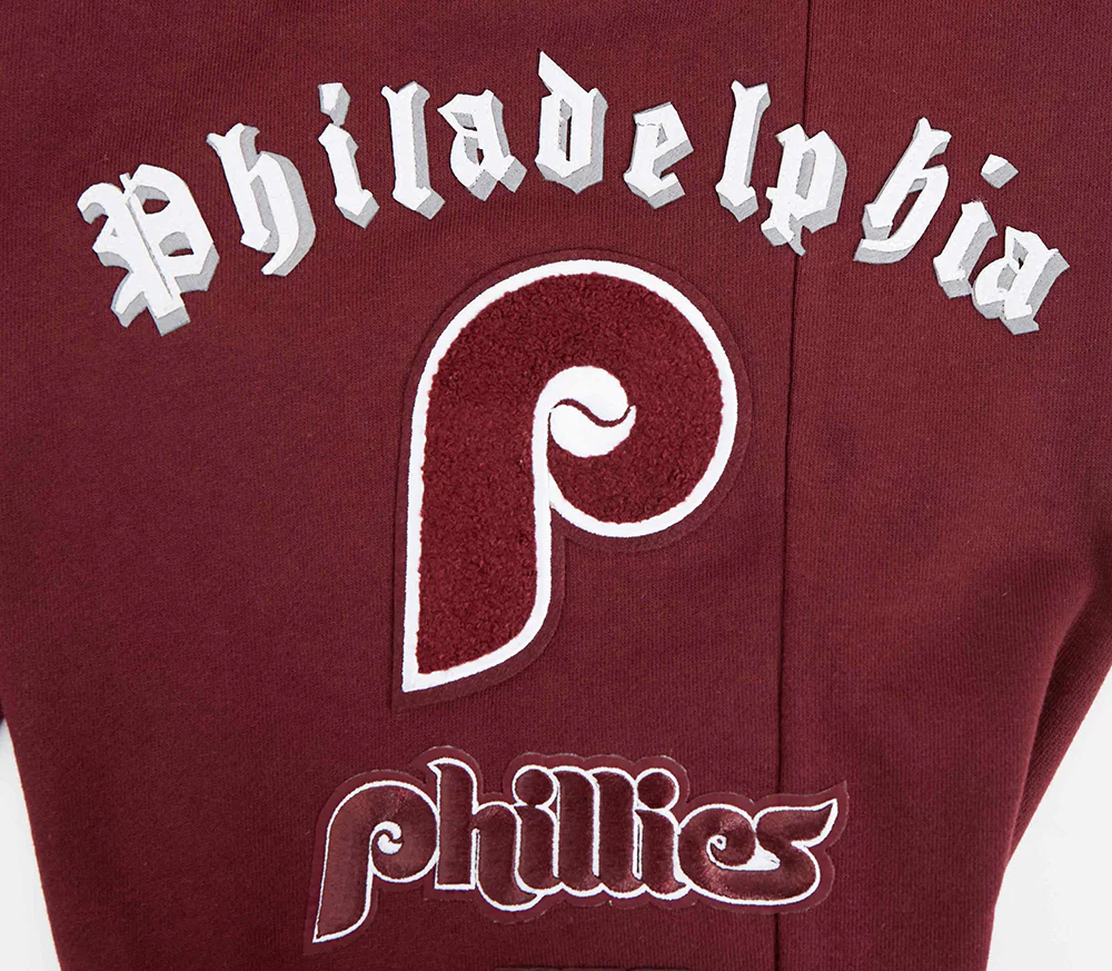 MLB PHILADELPHIA PHILLIES RETRO OLD ENGLISH MEN'S SWEATPANT (WINE) - Image 5