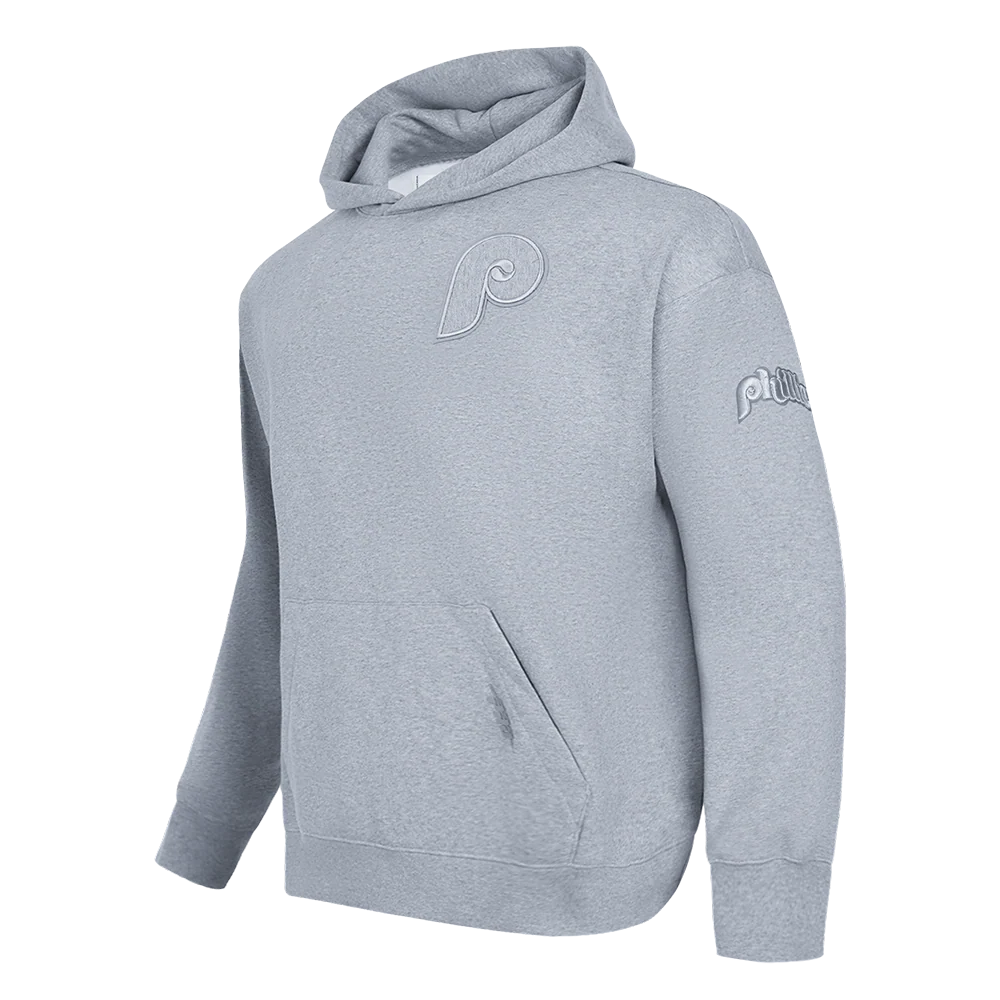 MLB PHILADELPHIA PHILLIES NEUTRAL MEN'S DROP SHOULDER PULLOVER HOODIE (DARK HEATHER GRAY) - Image 2
