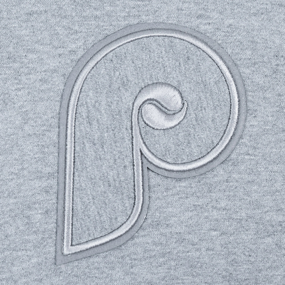 MLB PHILADELPHIA PHILLIES NEUTRAL MEN'S DROP SHOULDER PULLOVER HOODIE (DARK HEATHER GRAY) - Image 5