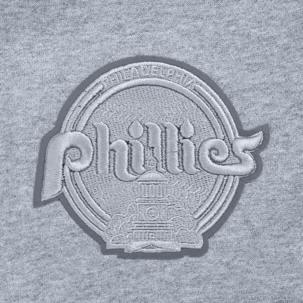 MLB PHILADELPHIA PHILLIES NEUTRAL MEN'S DROP SHOULDER PULLOVER HOODIE (DARK HEATHER GRAY) - Image 6