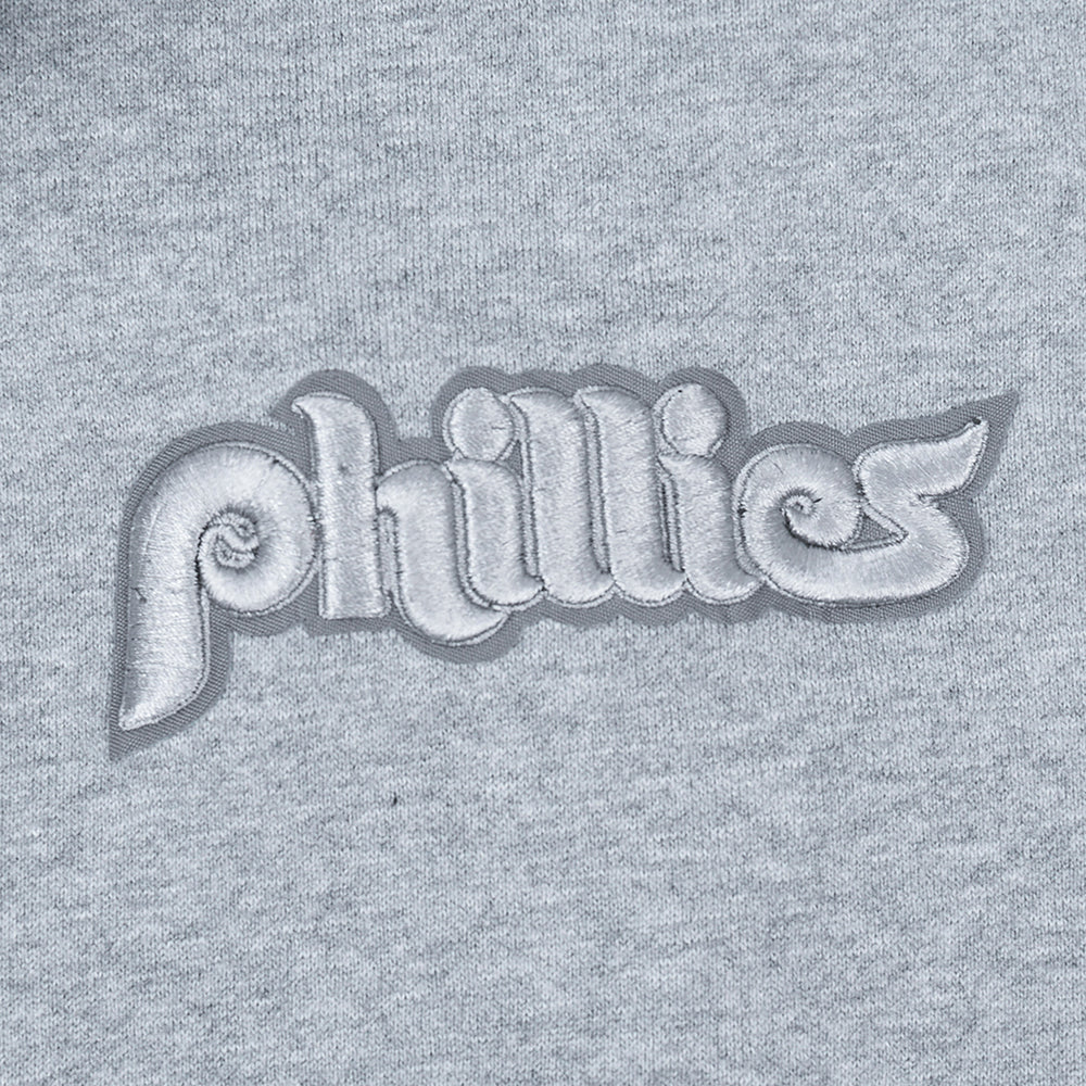 MLB PHILADELPHIA PHILLIES NEUTRAL MEN'S DROP SHOULDER PULLOVER HOODIE (DARK HEATHER GRAY) - Image 7