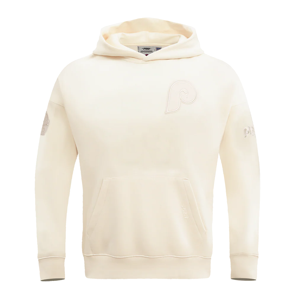 MLB PHILADELPHIA PHILLIES NEUTRAL DROP SHOULDER MEN'S PULLOVER HOODIE (EGGSHELL)