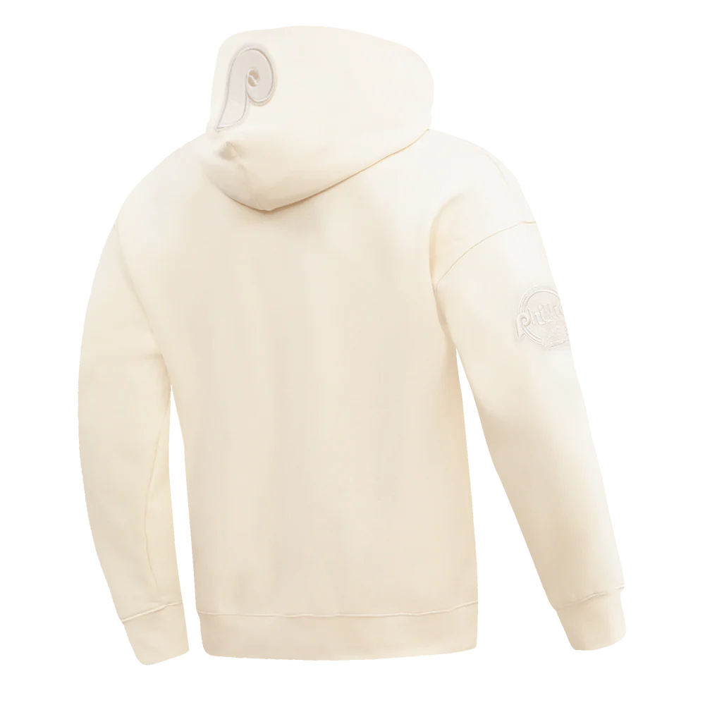 MLB PHILADELPHIA PHILLIES NEUTRAL DROP SHOULDER MEN'S PULLOVER HOODIE (EGGSHELL) - Image 3